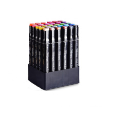 Amazon Hot Sale 30colors Marker Pens Dual Tip Permanent Marker With Canvas Box School Marker Pen Set